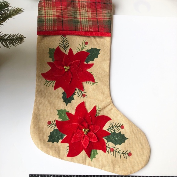 🎄3 Pieces 3D Merry Christmas Flowers 18” Stocking - Picture 12 of 15